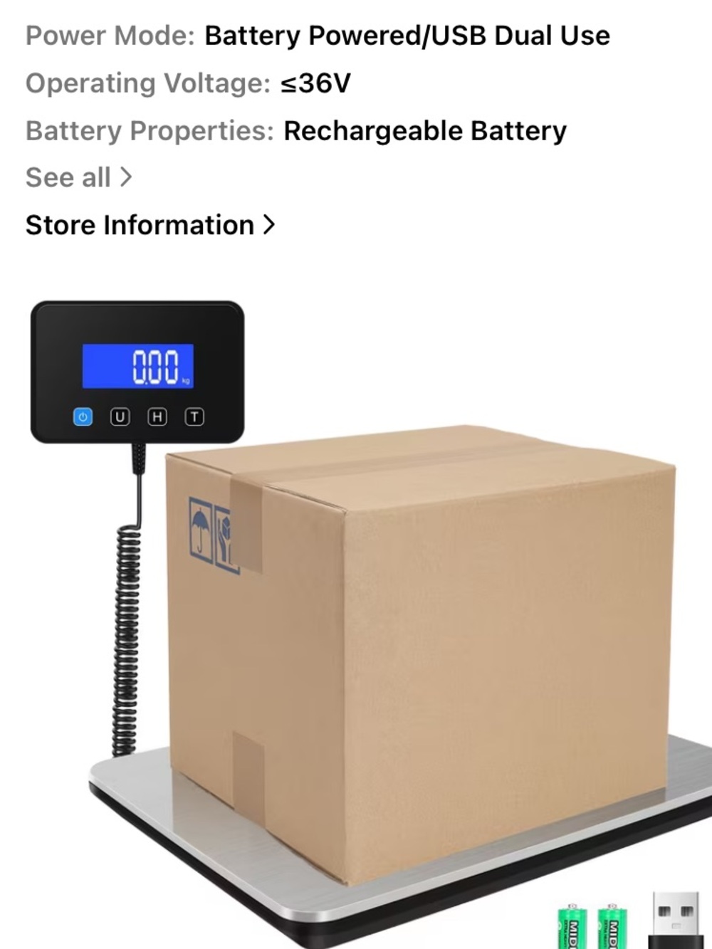 Digital Shipping Scale with Blue Backlit Display